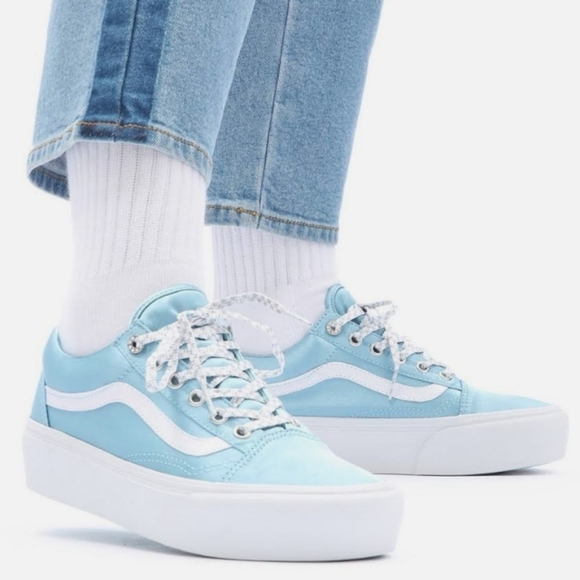 Vans Old Skool Platform Sparkle Check Sneakers Light Blue - Picture 7 of 7